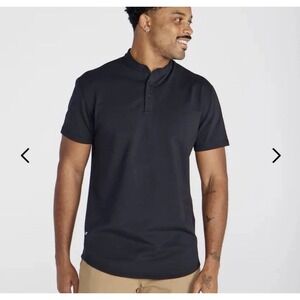 BYLT Men's Stand Collar Drop Cut Stealth Short Sleeve Polo Black XL